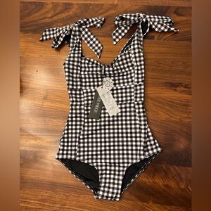 UnePiece Stylish Black and White Gingham One-Piece Swimsuit